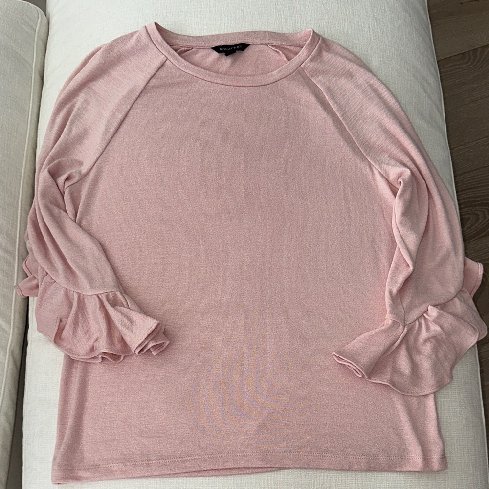 Banana Republic Pink Ruffle Cuff Raglan Knit Top - Size S